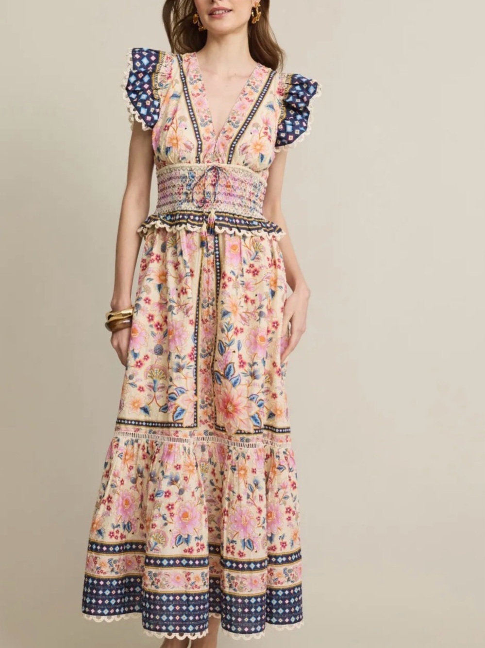 Superbloom Tapestry Cream Maxi Dress